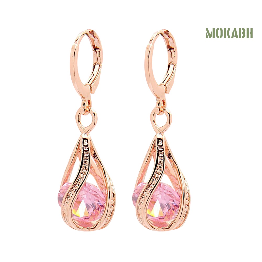 Bông Tai Dáng Dài Hình Giọt Nước Đính Đá Zircon Thời Trang Cho Nữ