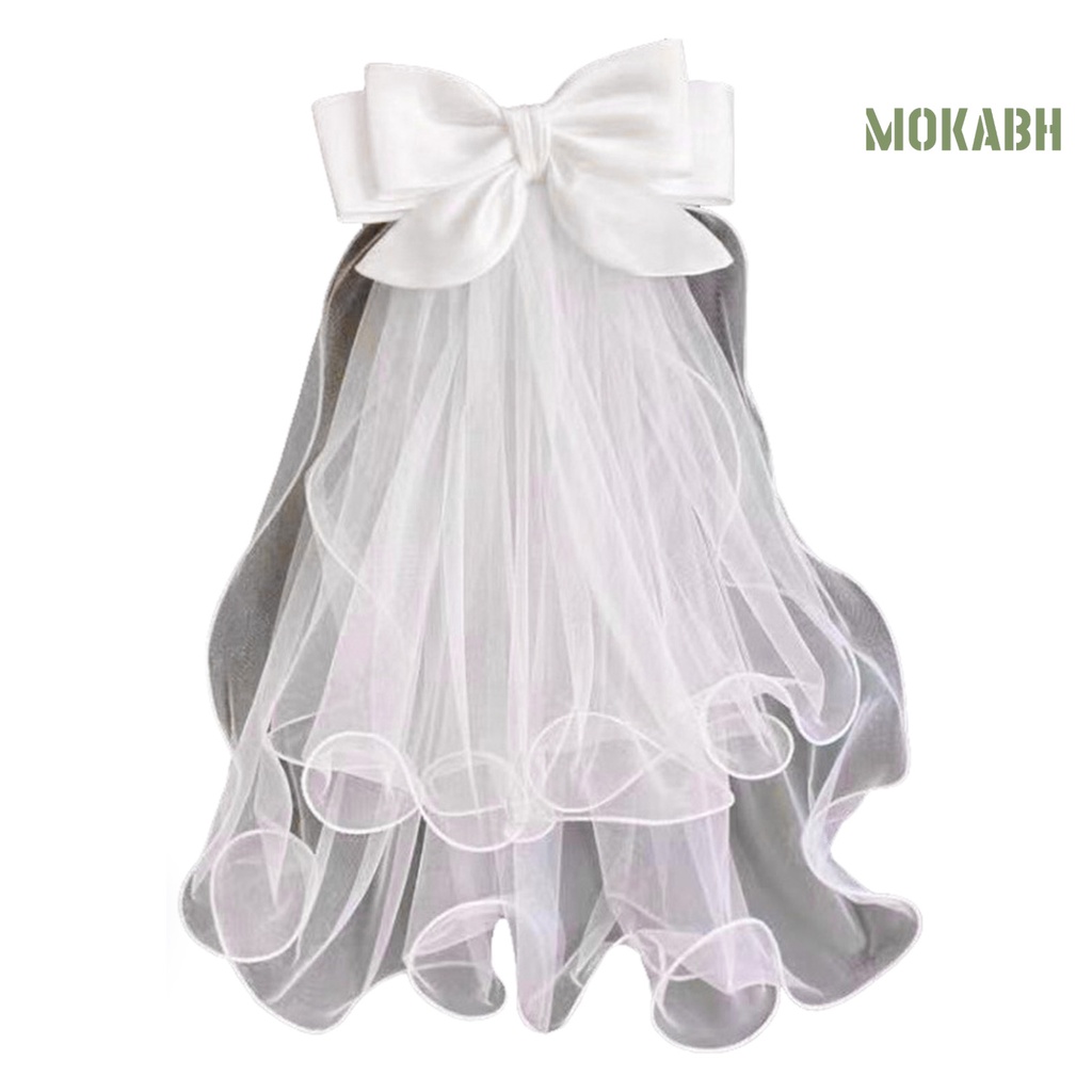 [Mokabh] Mạng Che Mặt Màu Trắng Dài Đẹp Thu Hút Thanh Lịch Thời Gian Uốn Tóc Cho Cô Dâu Cung Cấp