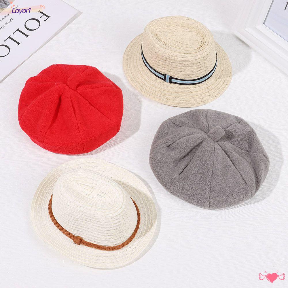 Layor1 Mũ Rơm 20cm Phối Lông Thời Trang Thường Ngày Cho Búp Bê