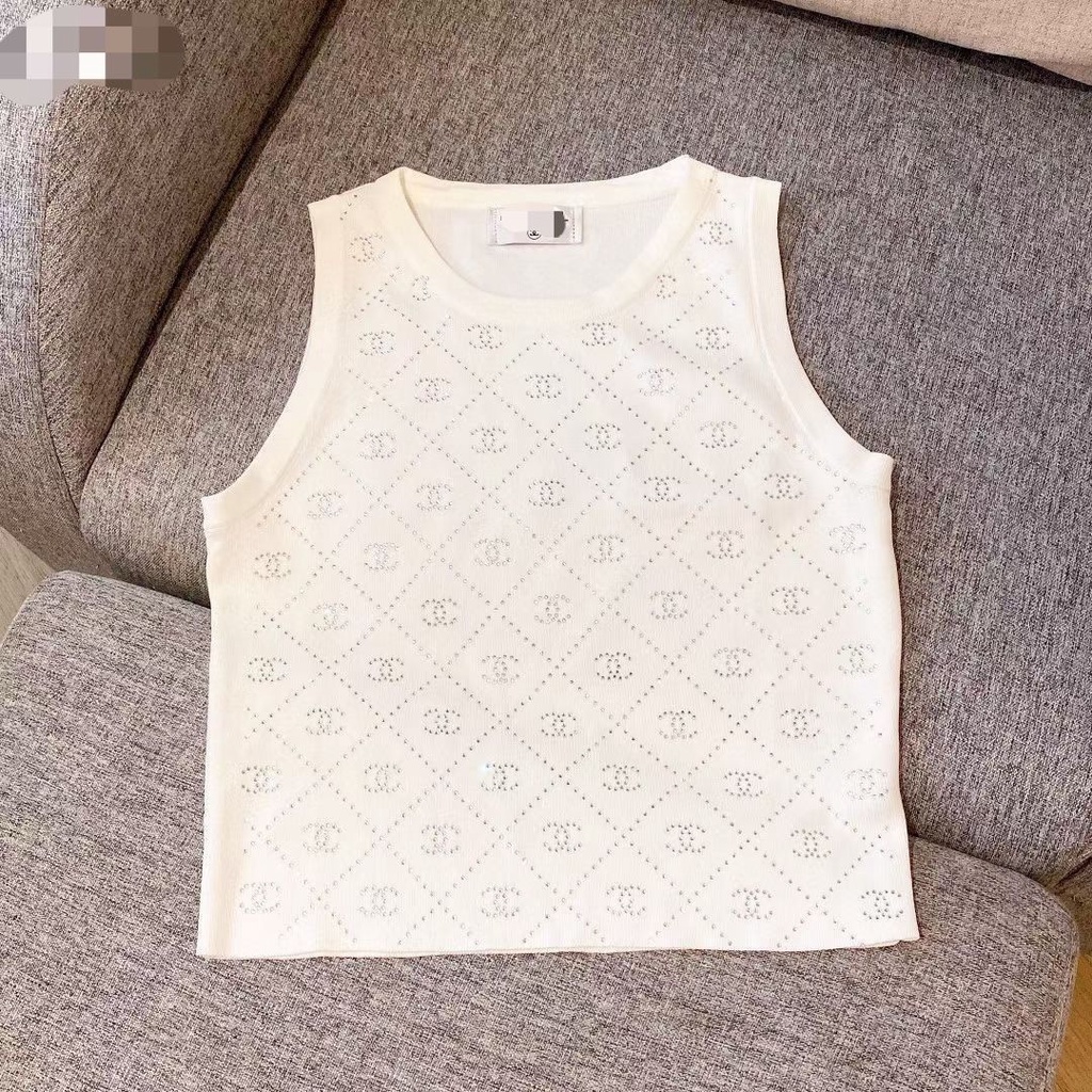 Áo Dệt Kim Sát Nách Cổ Tròn Dáng Ôm Thời Trang Mùa Hè 2023 Cho Nữ