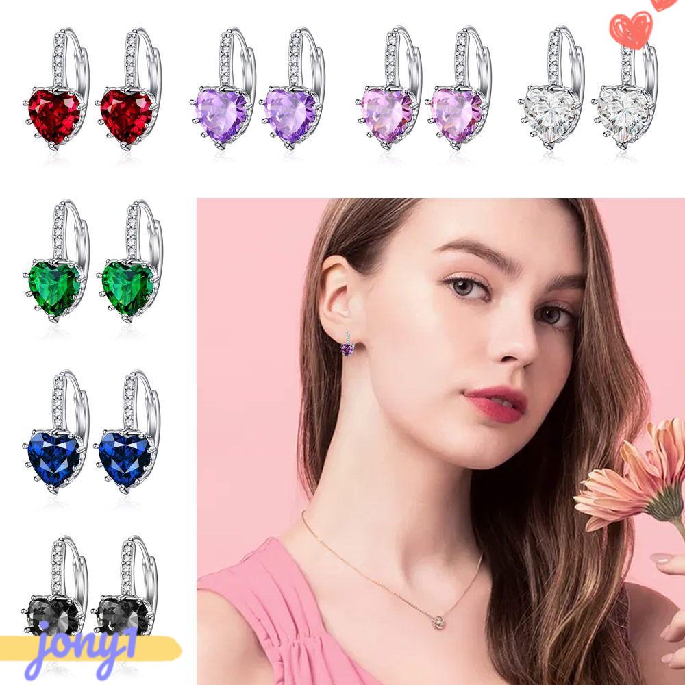 Set 2 Đôi Bông Tai Hình Trái Tim Nhiều Màu Phong Cách Hàn Quốc