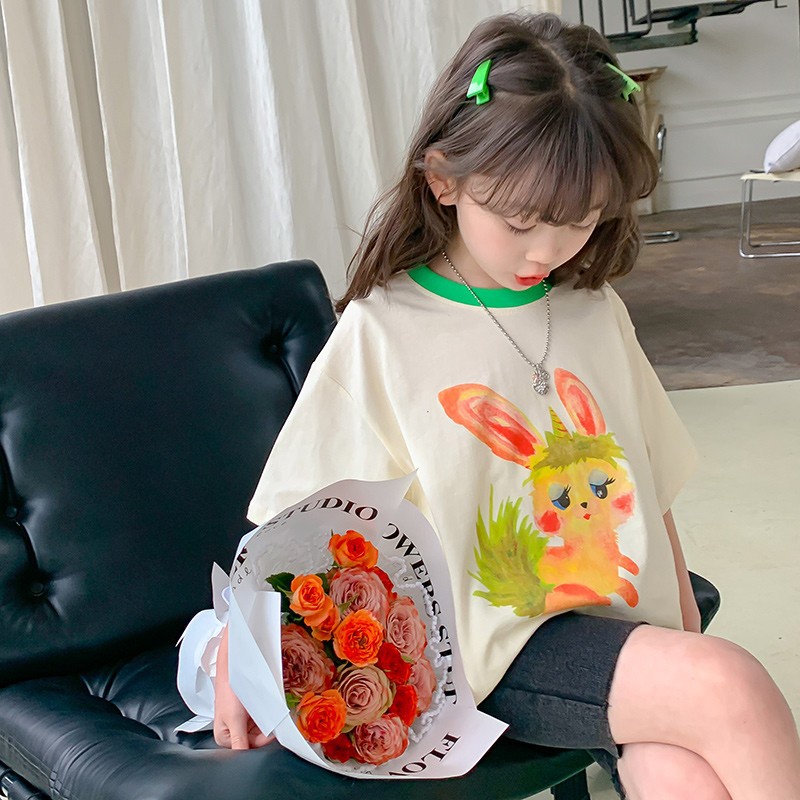 Áo Thun cotton Tay Ngắn Thời Trang Mùa Hè Mới Dành Cho Bé Gái