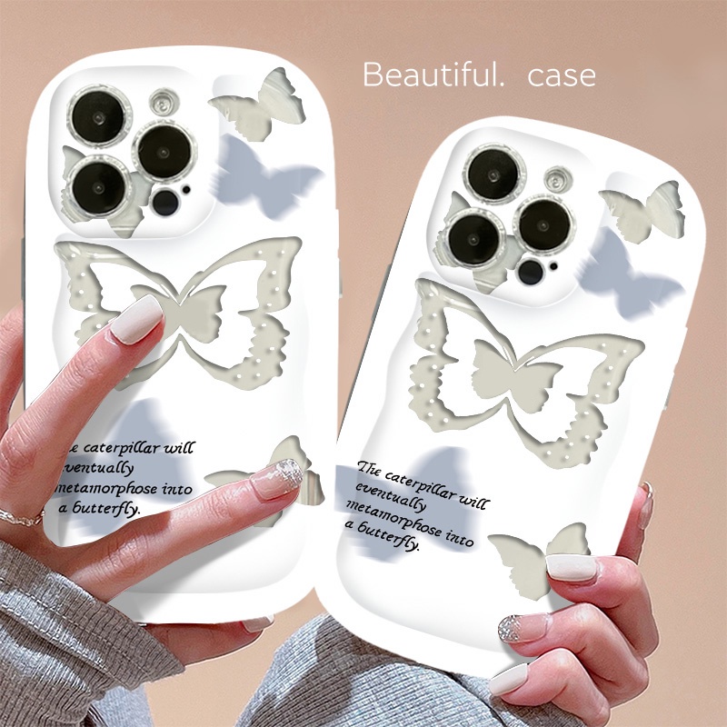 Ốp Điện Thoại Silicone TPU Mềm Trong Suốt Chống Sốc In Hình Bướm Cho IPhone 14 13 12 11 Pro Max XS X XR 8 + 7 Plus