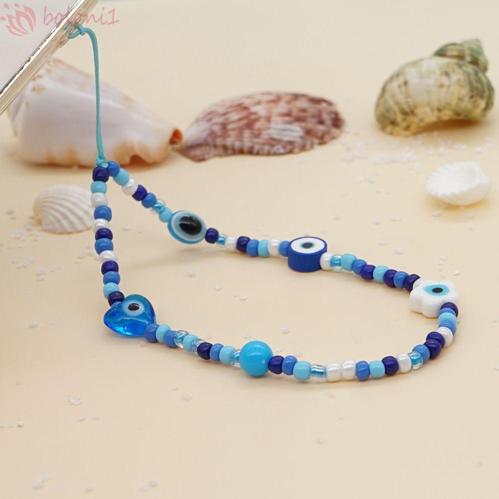 [COD] Dây Đeo Điện Thoại Xỏ Hạt Thủy Tinh Hình Mắt Quỷ Thời Trang Chống Thất Lạc