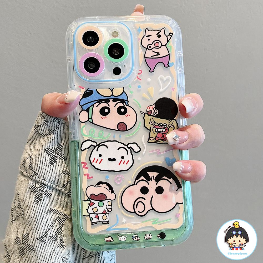 Ốp Điện Thoại TPU Dẻo Họa Tiết Hoạt Hình Cậu Bé Bút Chì Kèm Giá Đỡ Tàng Hình Cho IPhone 11 IPhone 14 13 12 Pro Max