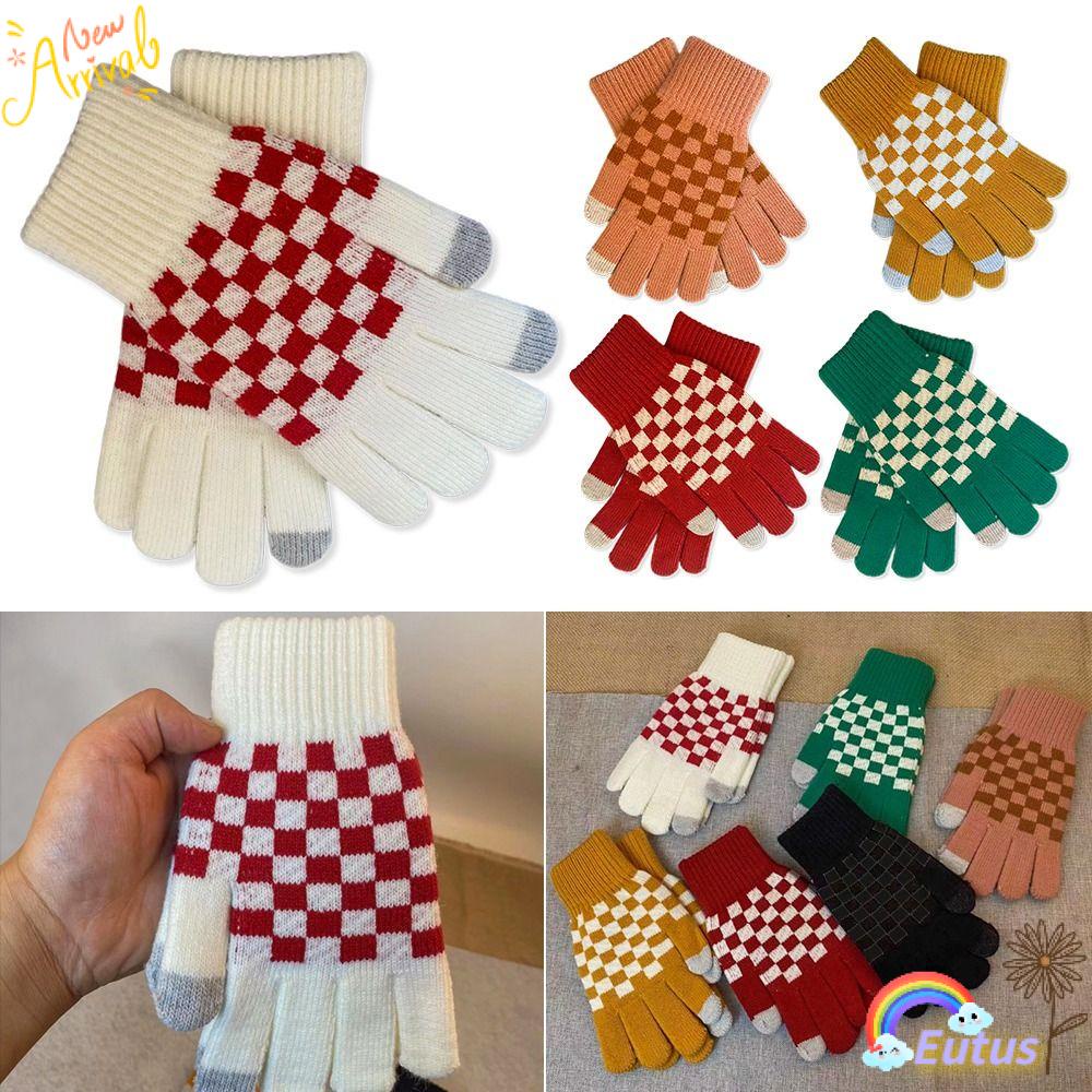 Găng Tay Dệt Kim Chống Lạnh Họa Tiết Kẻ Sọc