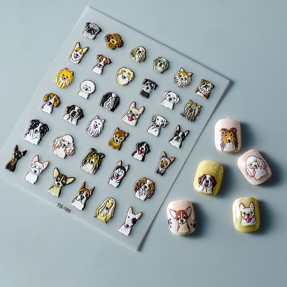 Sticker Lụa Nổi 5D | Đầu Bé Chó | Hình Dán Móng Tay TS-165