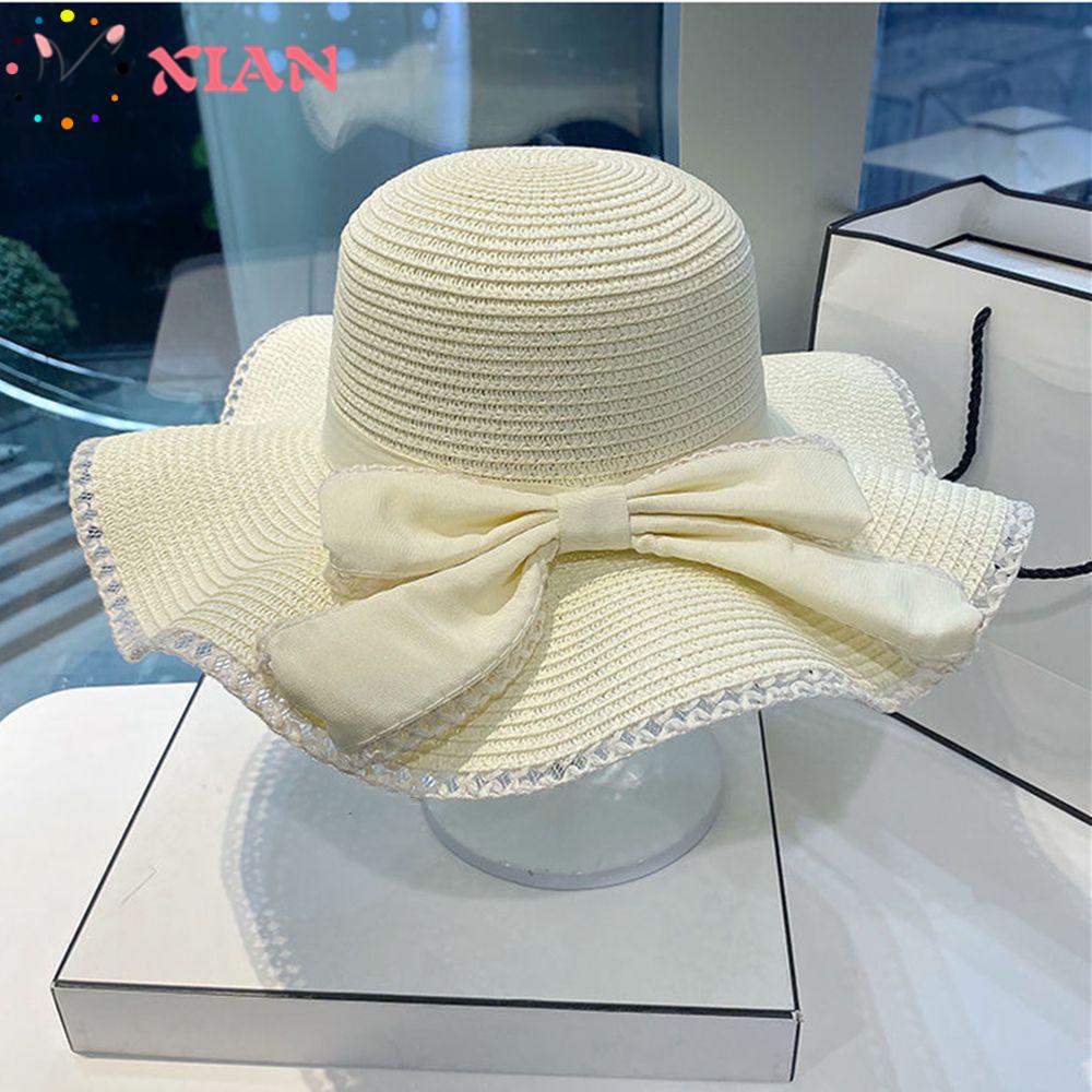 Mũ Cói Rộng Vành Chống Nắng Thắt Nơ Xinh Xắn Hợp Thời Trang