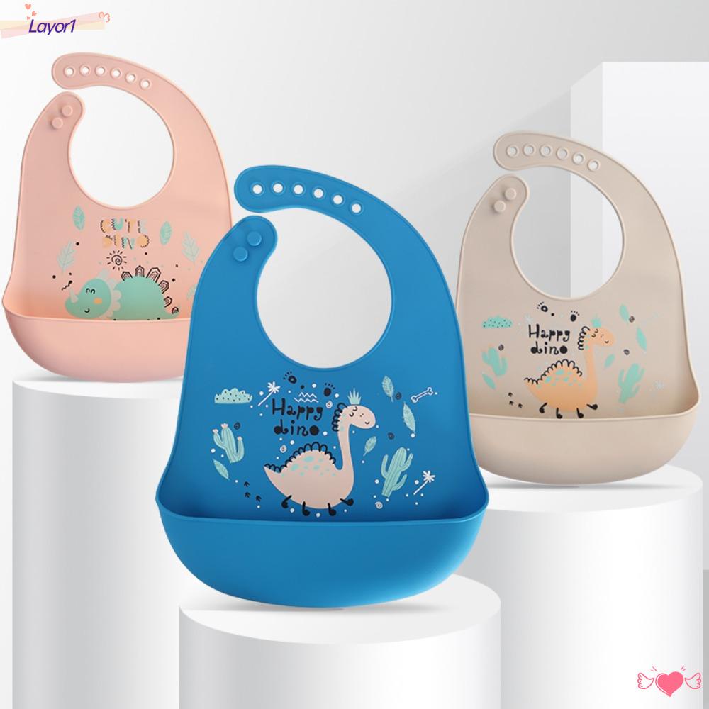 Yếm Ăn Bằng Silicon Họa Tiết Khủng Long Hoạt Hình Dễ Thương Cho Bé 1 Tuổi