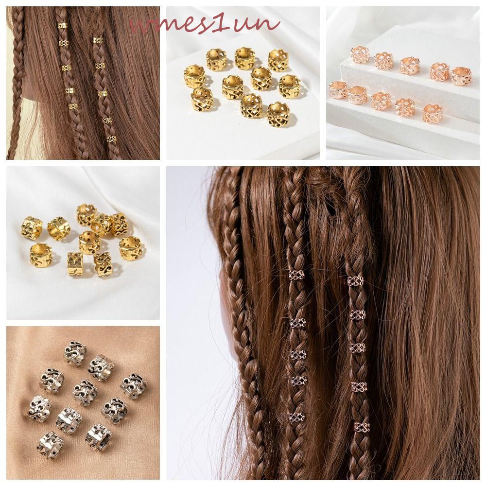 Set 10 Phụ Kiện Tóc Phong Cách Retro WMES15H|Hạt Bện Tóc Bằng Hợp Kim Phong Cách Viking Thời Trang Cho Nữ