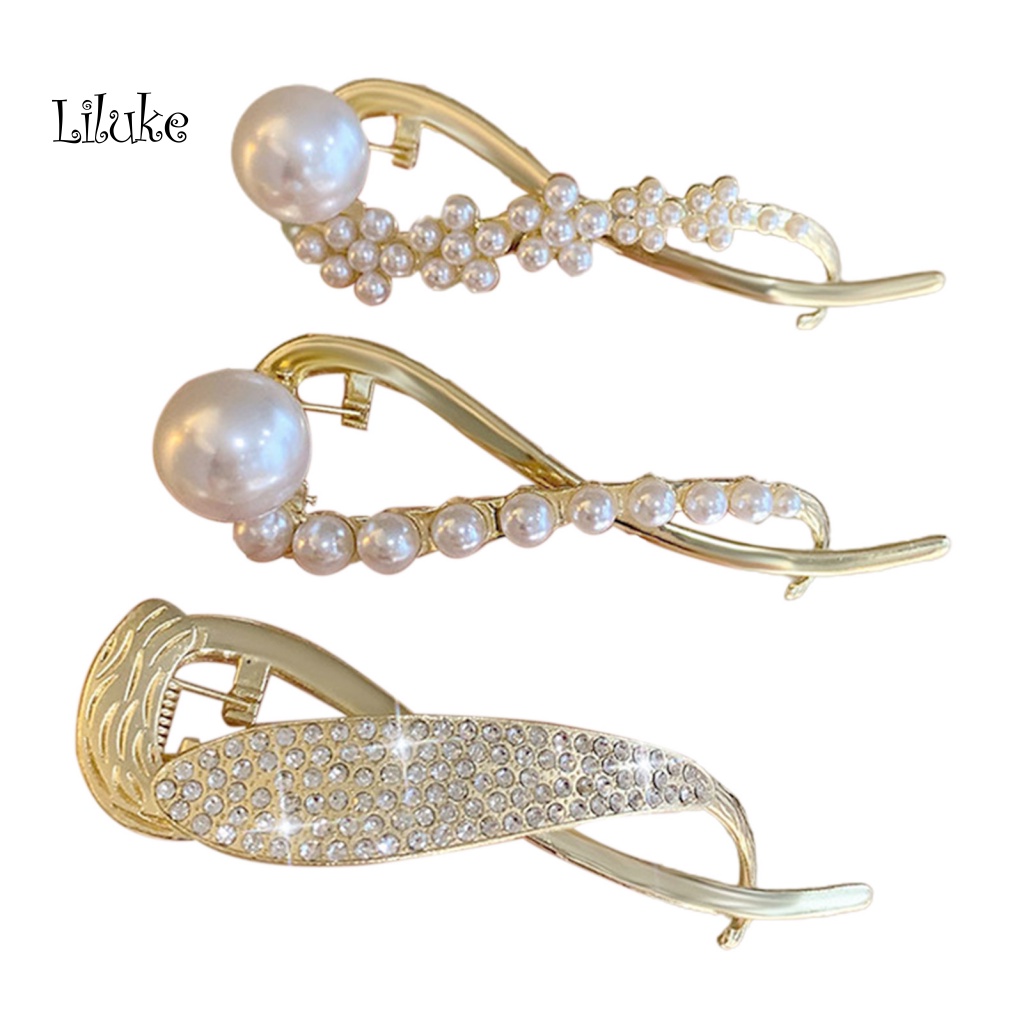 Kẹp Tóc Dạng Xoắn Đính Ngọc Trai Nhân Tạo Chống Trượt Trang Trí Tóc