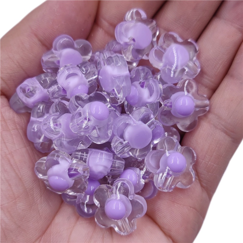 Bộ 10 Hạt Nhựa Acrylic Trong Suốt Hai Lớp Hình Hoa 17mm Dùng Làm Trang Sức DIY