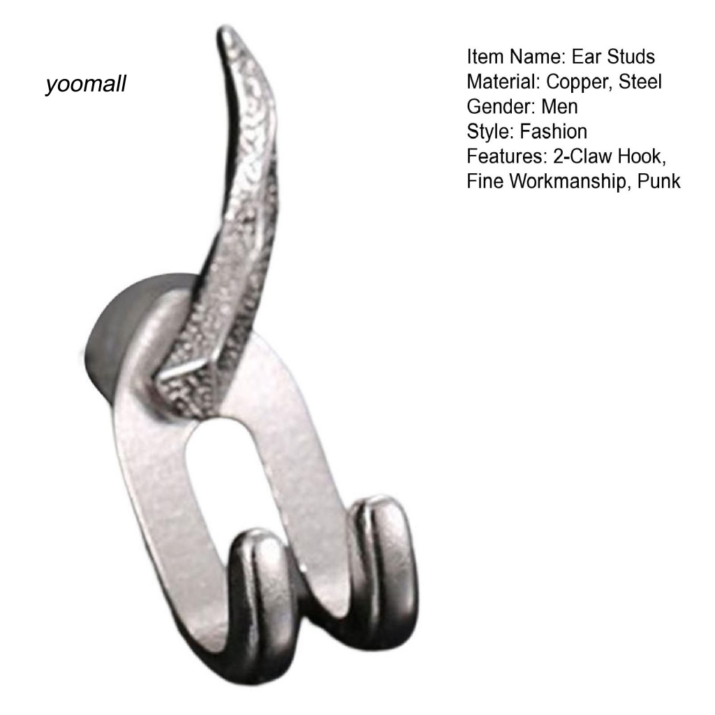 Bông Tai Dạng Móc 2 Móng Vuốt Đơn Giản Cá Tính Thời Trang Punk Hip Hop Có Thể Tháo Rời Làm Quà Tặng Cho Nam