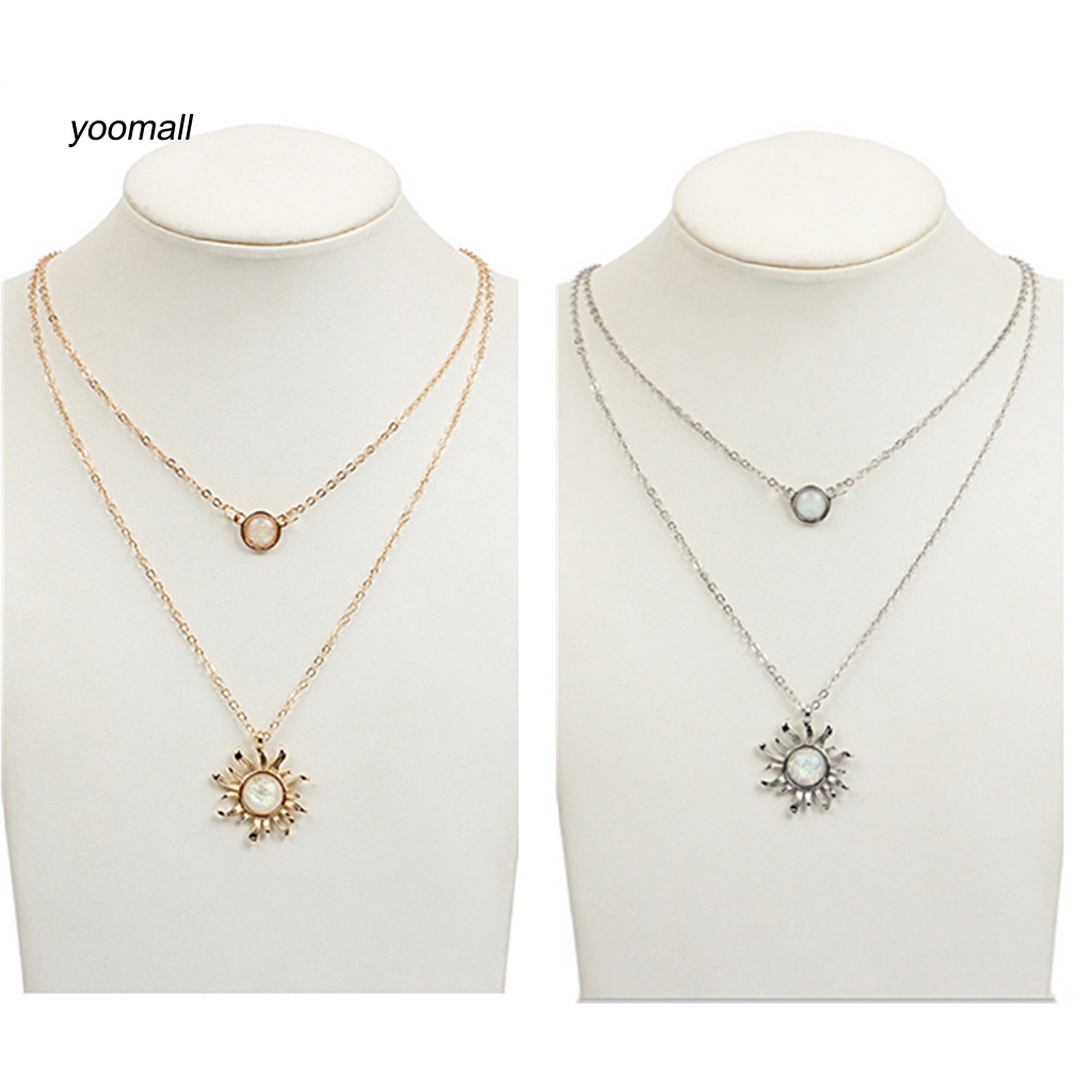 Vòng cổ Hai Lớp Mặt Hoa Hướng Dương Sáng Bóng Tinh Tế Cho Nữ