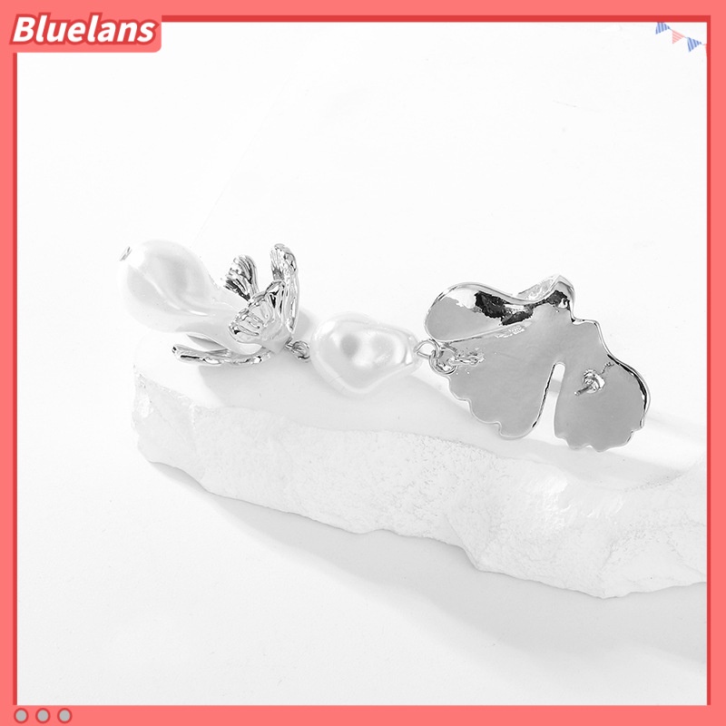 [BLS] Khuyên Tai Hình Hoa Đính Ngọc Trai Bằng Hợp Kim Phong Cách Âu Mỹ Cá Tính Dành Cho Nữ