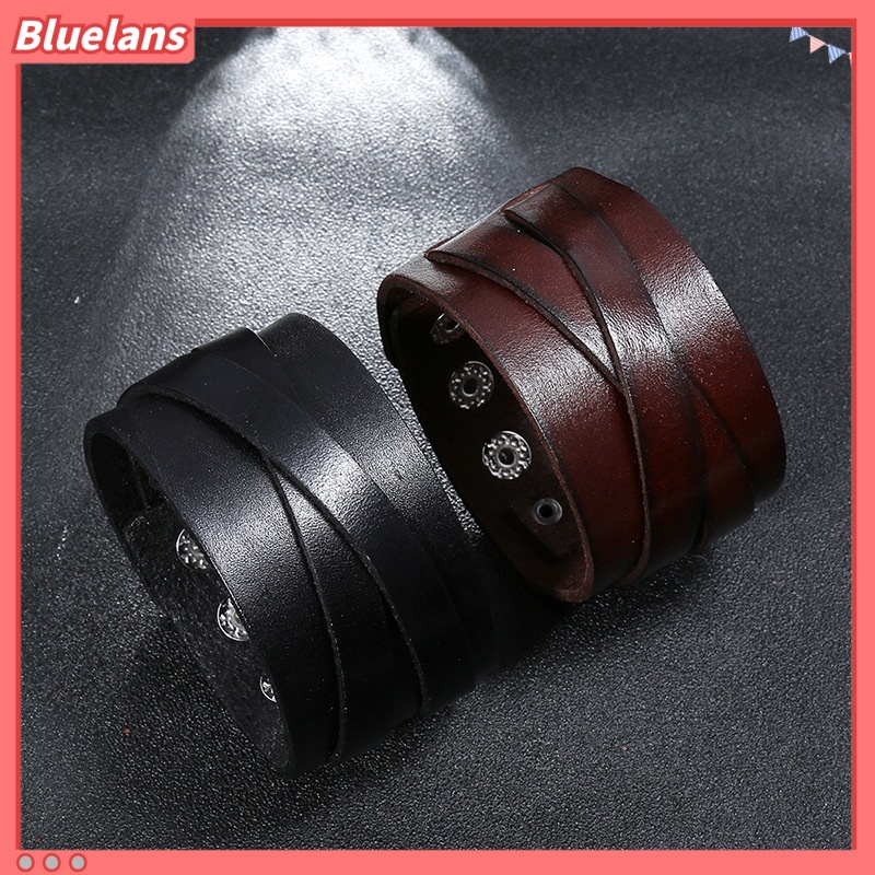 Vòng Tay Da Thiết Kế Đơn Giản Sáng Tạo Phong Cách Punk Cho Nam