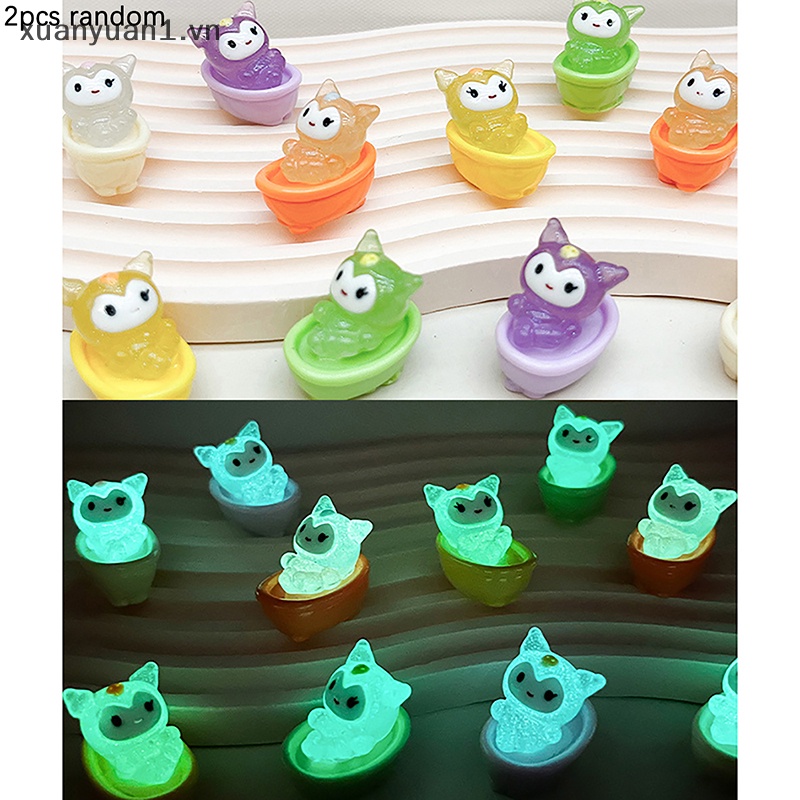 Set 2 Tượng Kuromi Mini Bằng Resin Phát Quang Thủ Công DIY Trang Trí Cho Bé