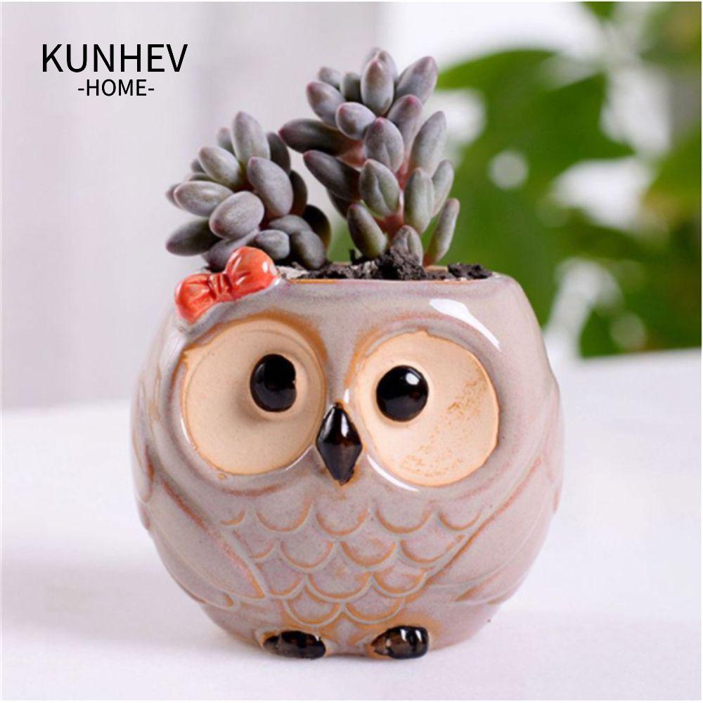 KUNHEV Bình Hoa Bằng Sứ Hình Cú Mèo Dễ Thương Dùng Trang Trí Nhà Cửa