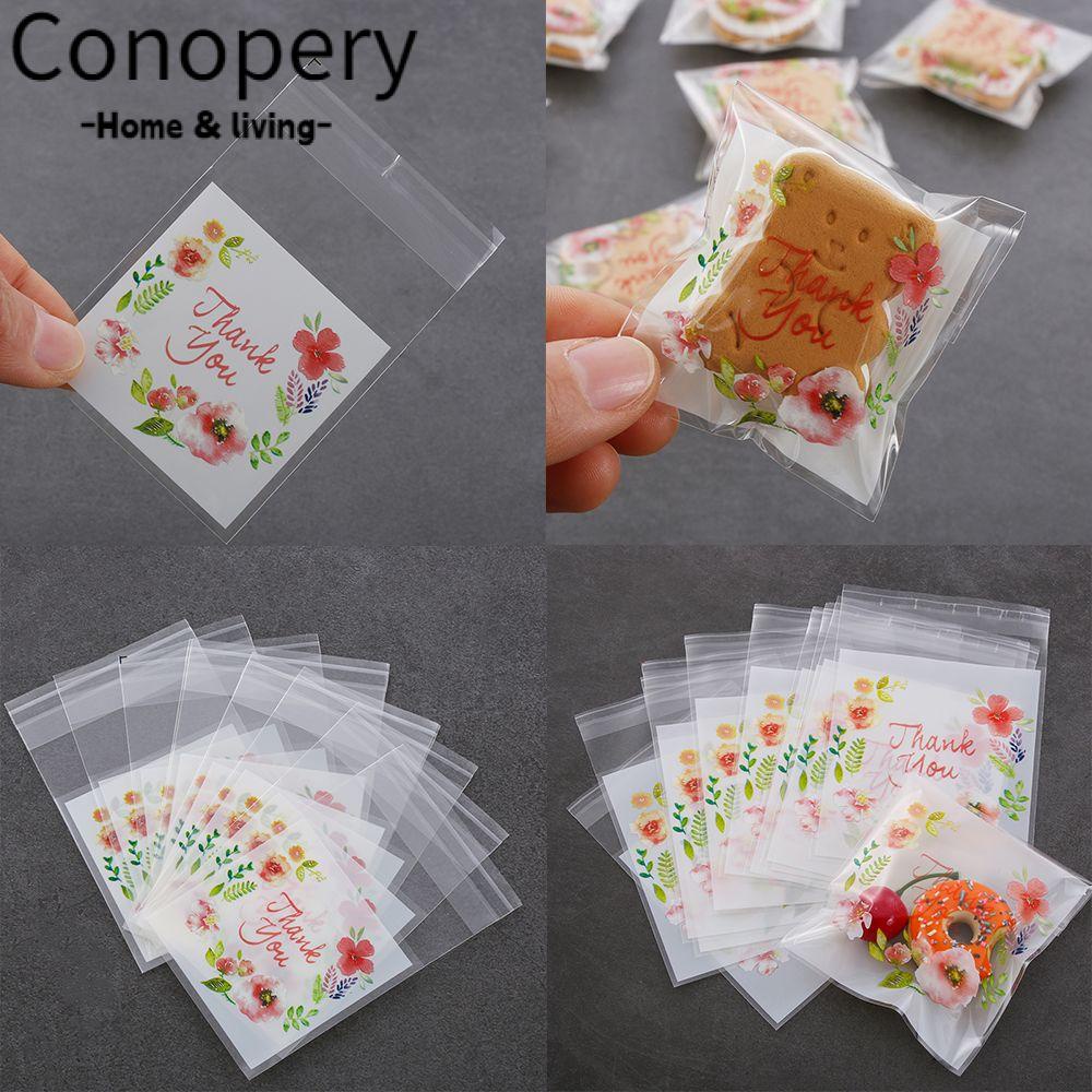 CONOPERY Bộ 100 túi kiếng đựng bánh kẹo có chữ Thank you