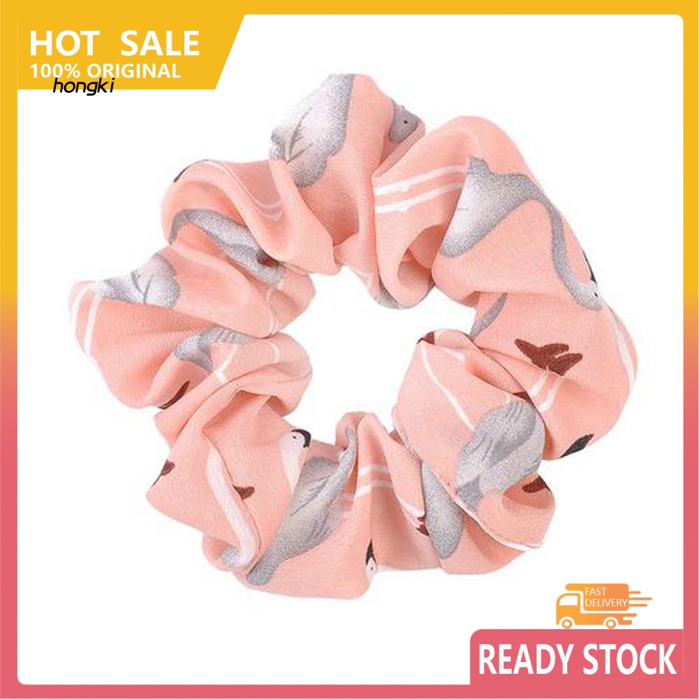 Dây Cột Tóc Co Giãn In Họa Tiết Chim Hồng Hạc Thời Trang Cho Nữ