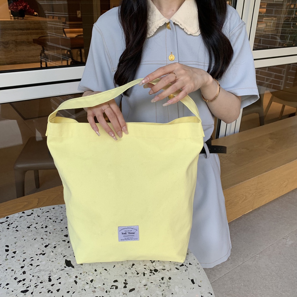 Túi Xách Vải Canvas Màu Kẹo Ngọt Dung Tích Lớn Thời Trang 2023 Cho Nữ