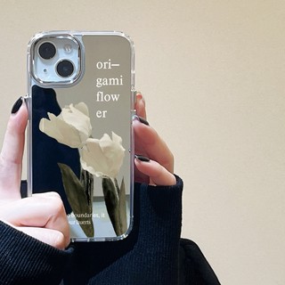 Ốp Điện Thoại Tráng Gương Họa Tiết Hoa Origami Cho IPhone 11 12 13 14 12Pro 13Pro 14Pro Pro Max XR X XS Max