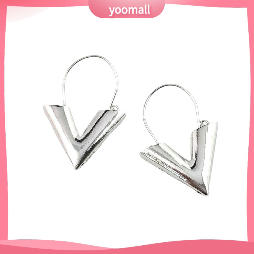 Khuyên Tai Kim Loại Hình Chữ V Thời Trang Cho Nữ