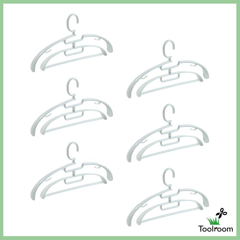 Set 6 Móc Treo Quần Áo Hai Tầng Tiết Kiệm Không Gian