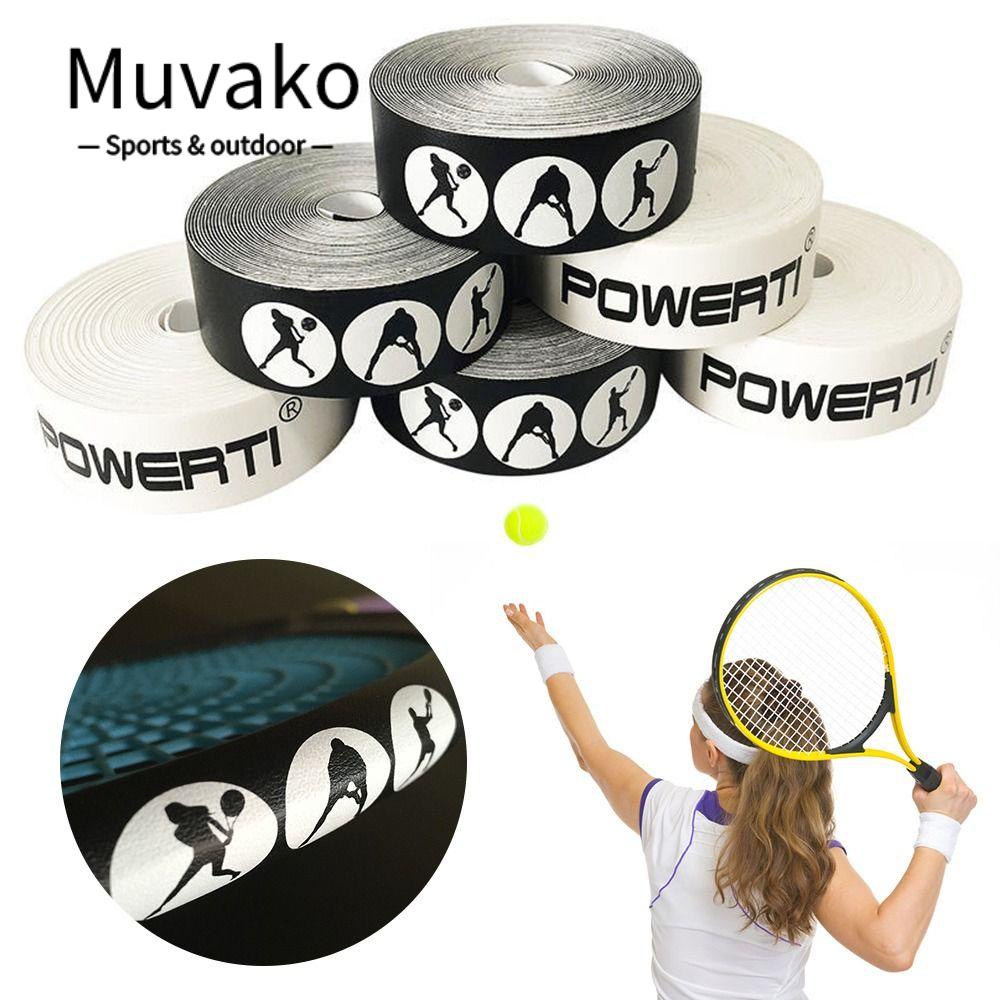 MUVAKO Băng Keo Dán Bảo Vệ Vợt Tennis Giảm Va Chạm In Họa Tiết Trắng Đen