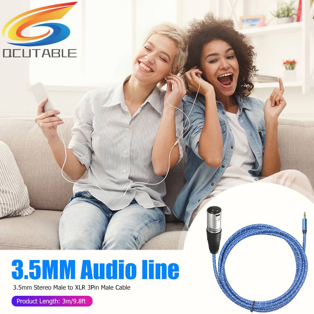 Cáp Âm Thanh Bện Dây Dài 3m / 9.8ft 3.5mm TRS Sang XLR 3Pin