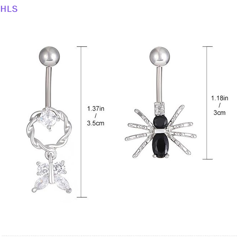 Khuyên Rốn Hình Bướm / Nhện / Thánh Giá Đính Đá Zircon Bằng Thép Không Gỉ Thời Trang