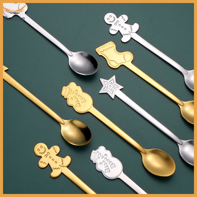 Bộ 4 Muỗng Cà Phê Bằng Thép Không Gỉ Phong Cách Giáng Sinh
