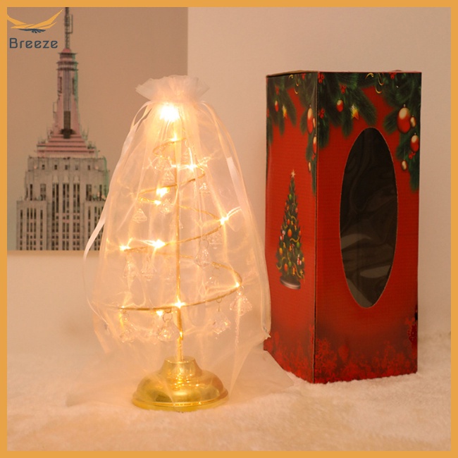 Đèn Led Pha Lê Hình Cây Thông Noel Kèm Đế Trang Trí Bàn