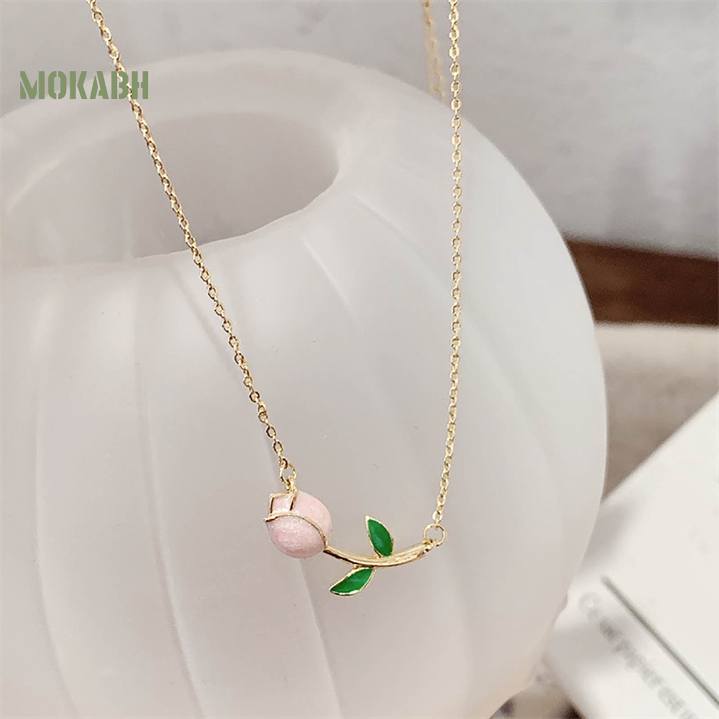 Vòng cổ Mặt Hình Hoa Tulip Đính Ngọc Trai Nhân Tạo Phong Cách Vintage Thanh Lịch
