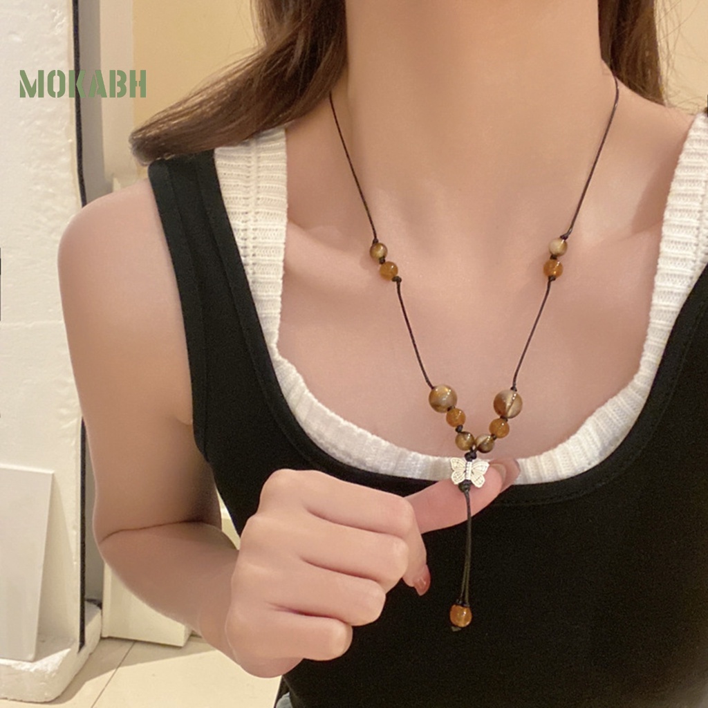 Vòng cổ Dáng Dài Mặt Hình Bướm Phong Cách Trung Hoa Cổ Điển Cho Nữ