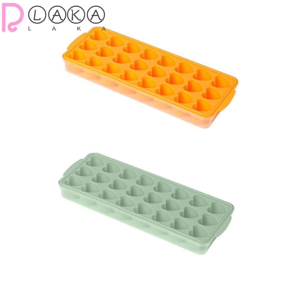 Set 2 Khay Làm Đá Viên Hình Khối Lập Phương Màu Xanh Dương Khay Silicone Làm Đá 42 Lỗ Hình Trái Tim Màu Hồng
