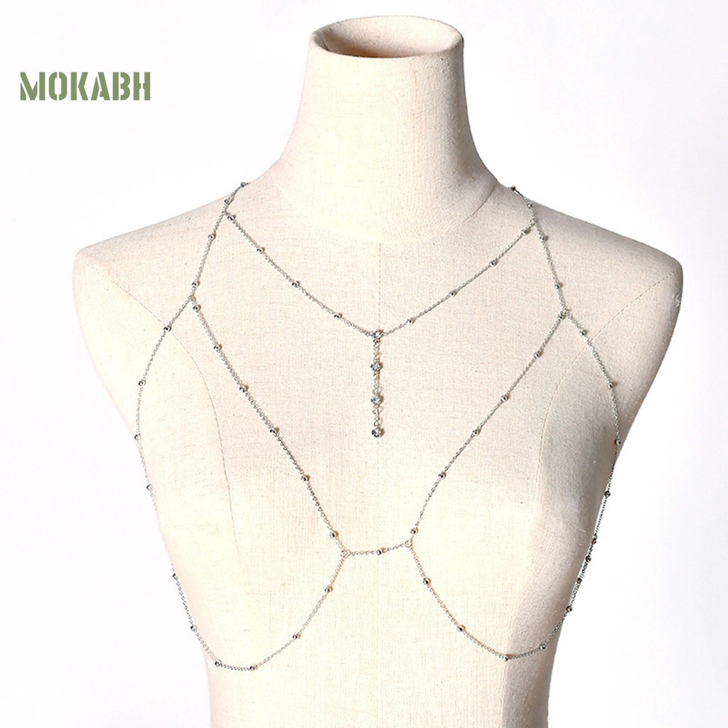 [Mok Abh] Dây Xích Đeo Ngực Có Thể Điều Chỉnh Đính Đá Sang Trọng Quyến Rũ