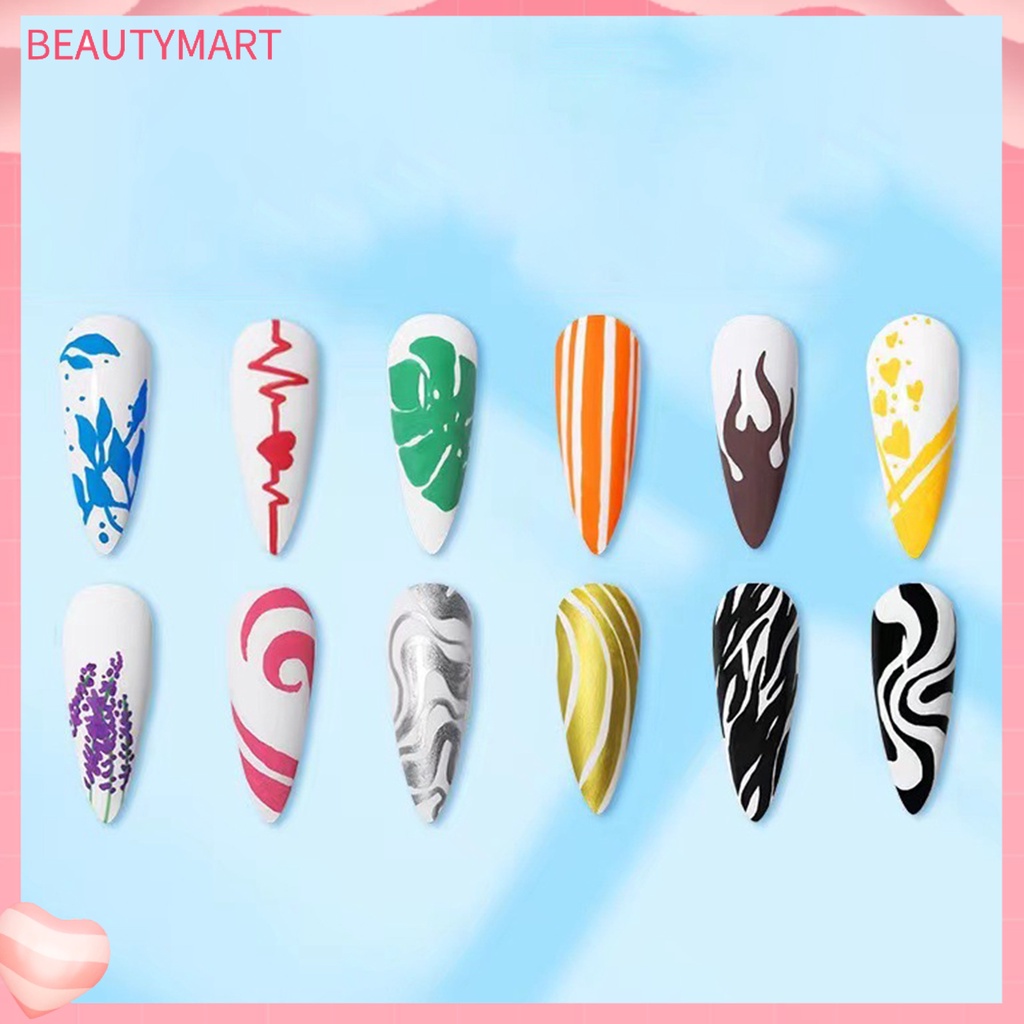 Bộ 12 Bút Vẽ Móng Nghệ Thuật Nhanh Khô Đường Kẻ Chính Xác Chống Thấm Nước