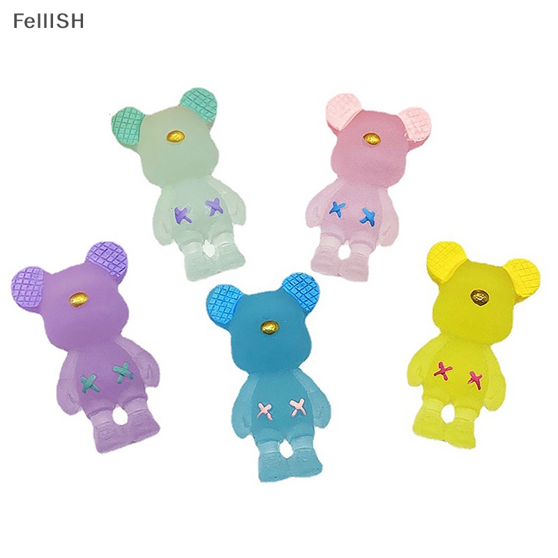 [Felli] Kẹp Tóc Resin Phát Quang Hình Gấu Hoạt Hình DIY Sáng Tạo Phụ Kiện Trang Trí Điện Thoại 439br