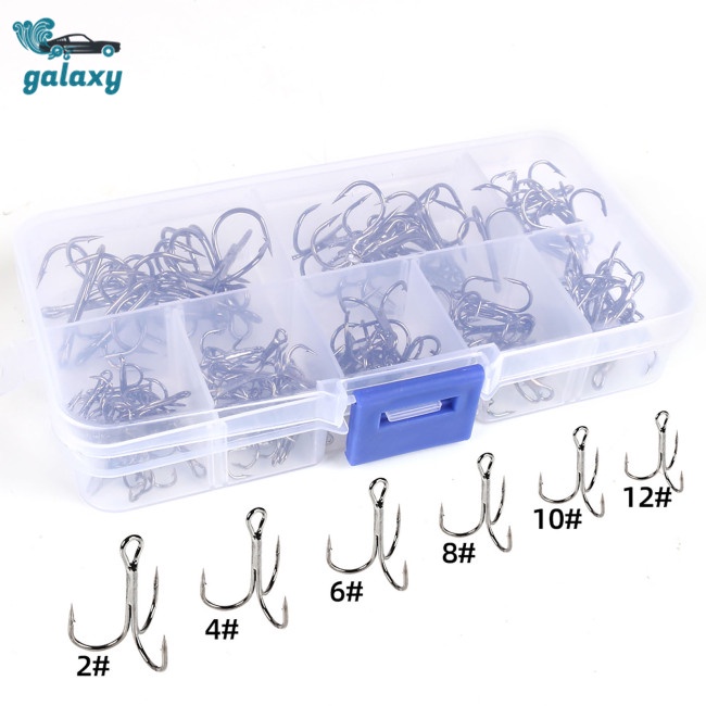 Galaxy Set 100 Lưỡi Câu Cá Bằng Thép Carbon Cao Cấp Kèm Hộp Trong Suốt