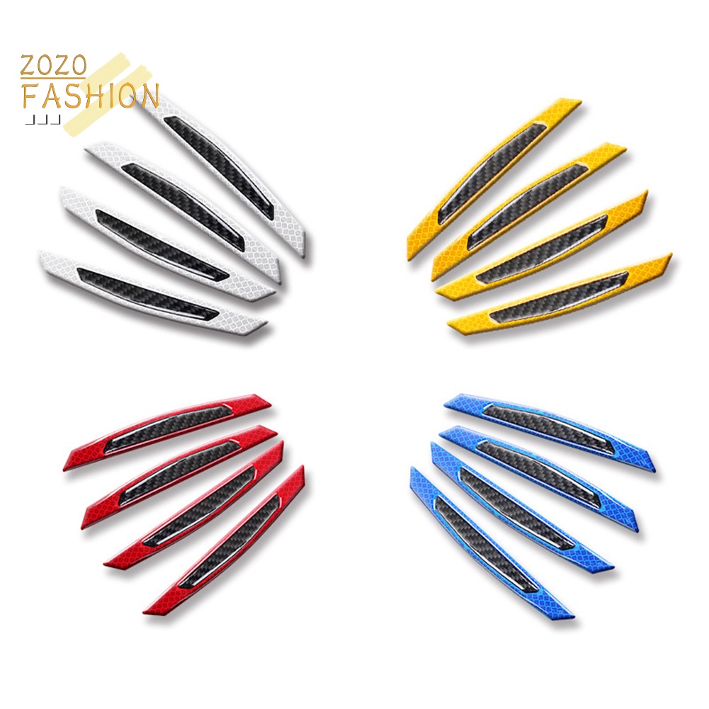 4 Miếng Dán Carbon Phản Quang Chống Trầy Trang Trí Cửa Xe Hơi