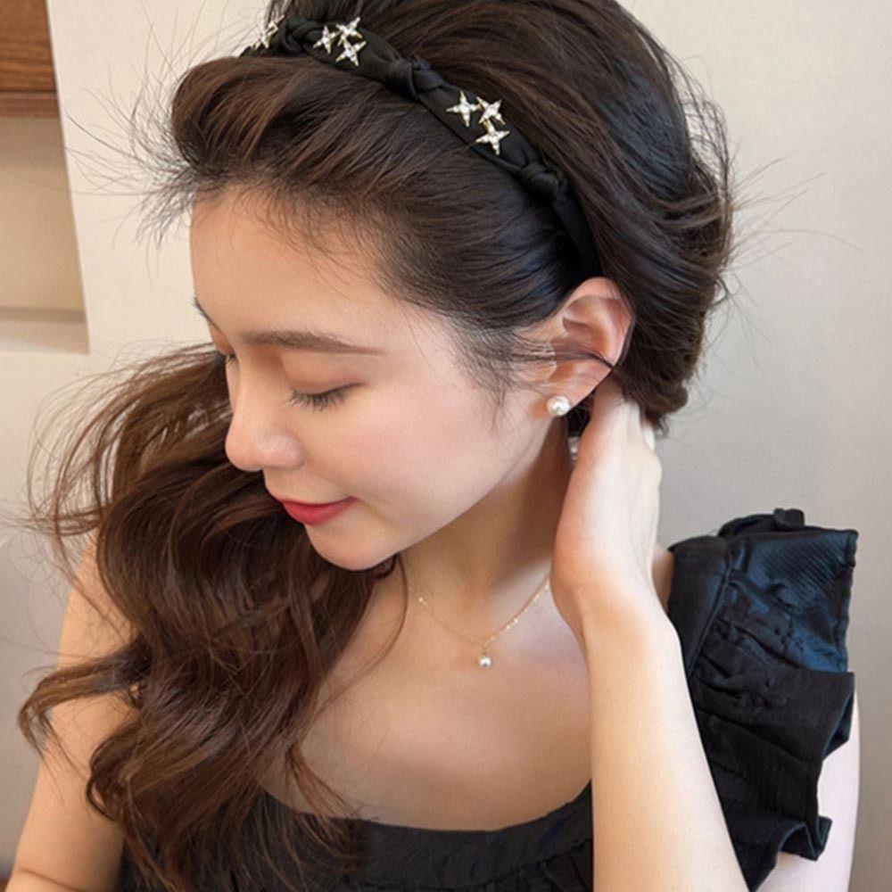 Băng Đô Cài Tóc Thắt Nút Giữa Hình Ngôi Sao Đính Đá Lấp Lánh Phong Cách Hàn Quốc Dành Cho Cô Dâu