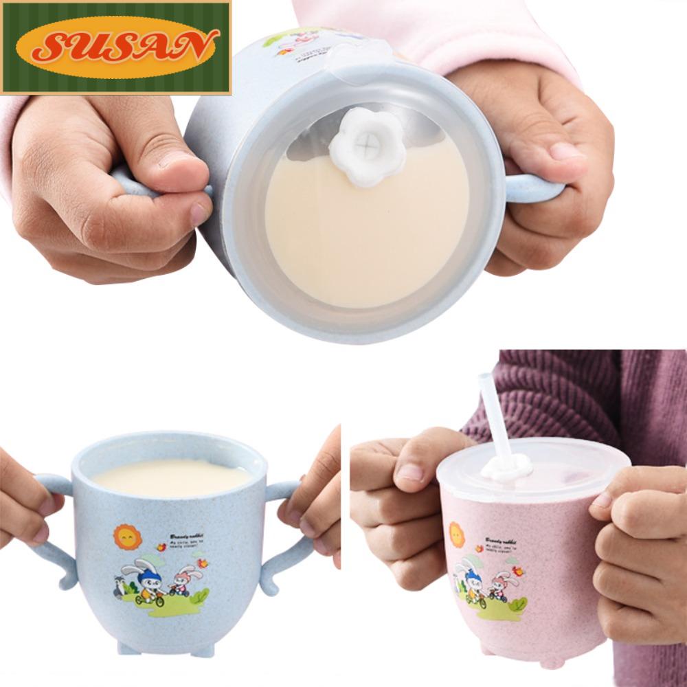 SUSANS Bình Nước Có Tay Cầm Và Ống Hút Họa Tiết Dễ Thương