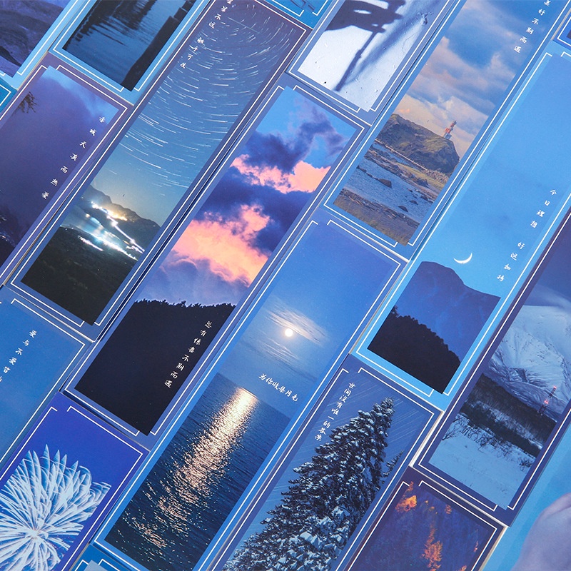 Hộp 30 Thẻ Đánh Dấu Trang Sách Hình Phong Cảnh Sáng Tạo Dùng Làm Đạo Cụ Chụp Ảnh
