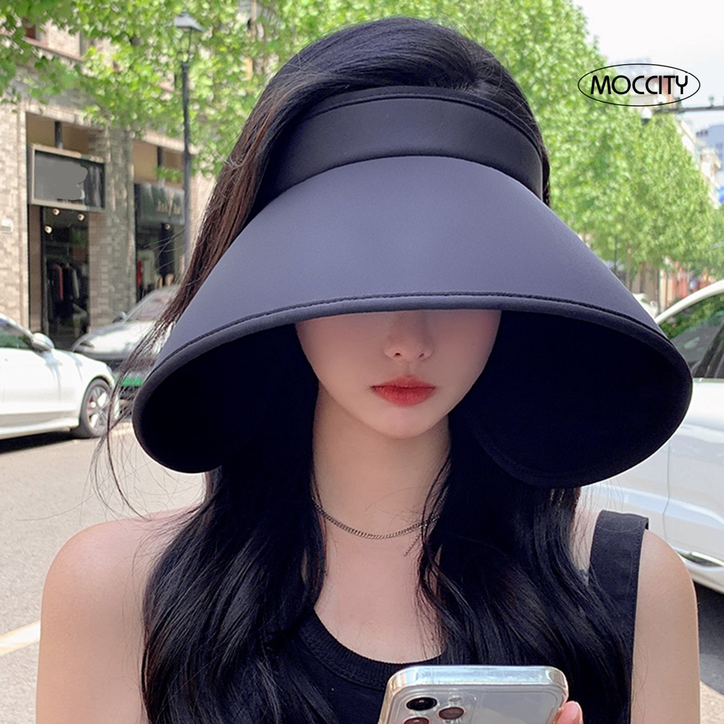 Mũ Chống Nắng Mùa Hè Vành Rộng Màu Trơn Siêu Nhẹ Chống Tia UV Có Đồ Chơi Cho Nữ