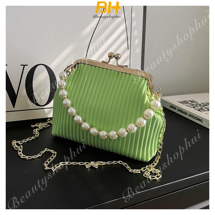 Túi Đeo Vai Phối Dây Xích Và Ngọc Trai Phong Cách Retro Thời Trang Mới 2023 Dành Cho Bạn Nữ