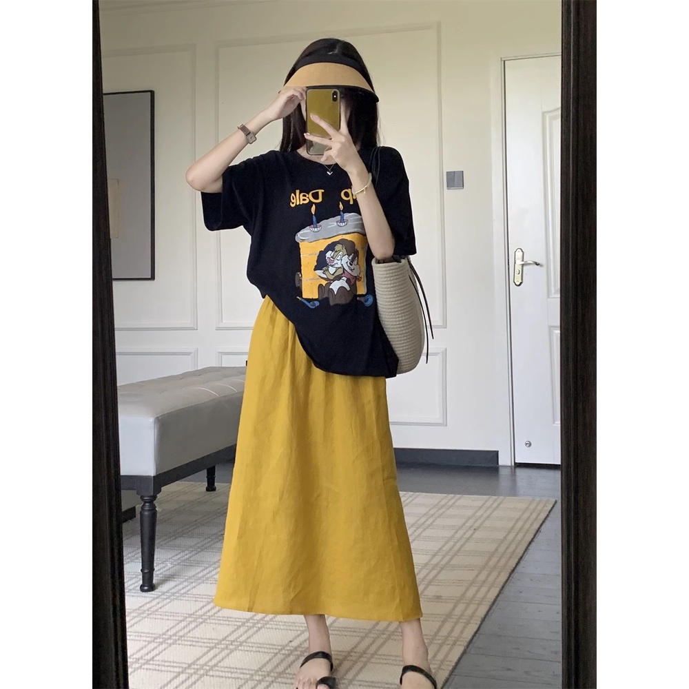 NRVP Áo Thun 100% Cotton Tay Ngắn Dáng Rộng In Họa Tiết Hoạt Hình Phong Cách Hàn Quốc Thời Trang Mùa Hè 2023 Cho Nữ