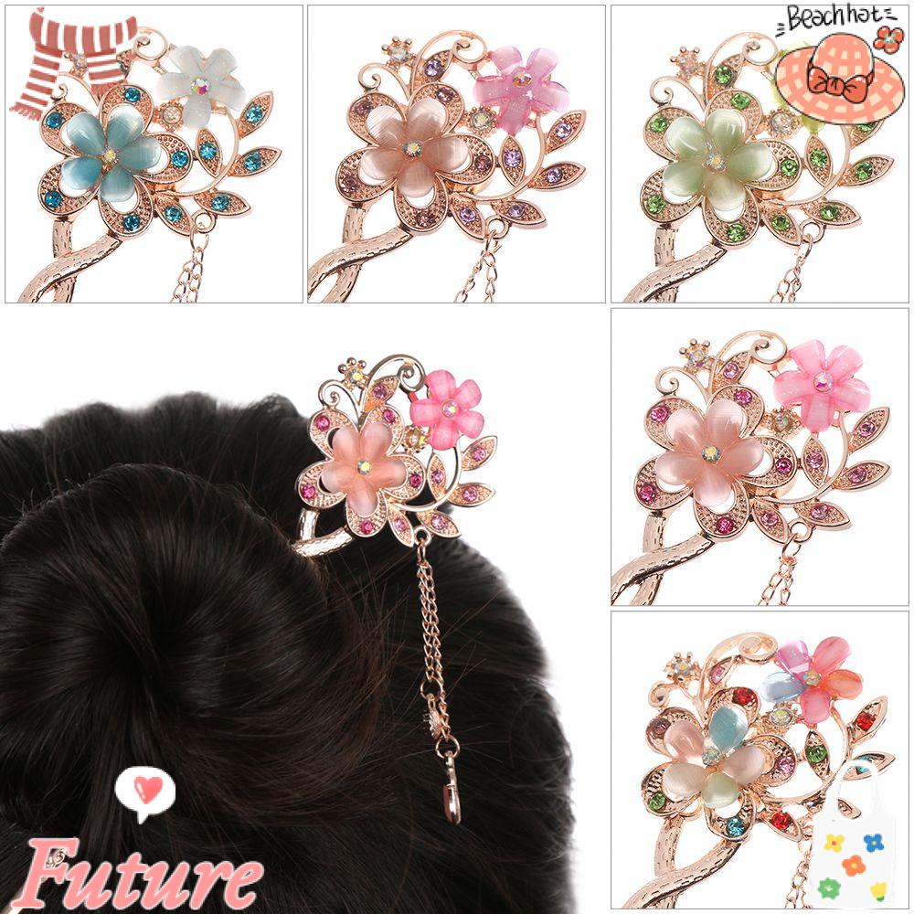 FUTURE Lược Cài Tóc Đính Hoa Phong Cách Cổ Điển