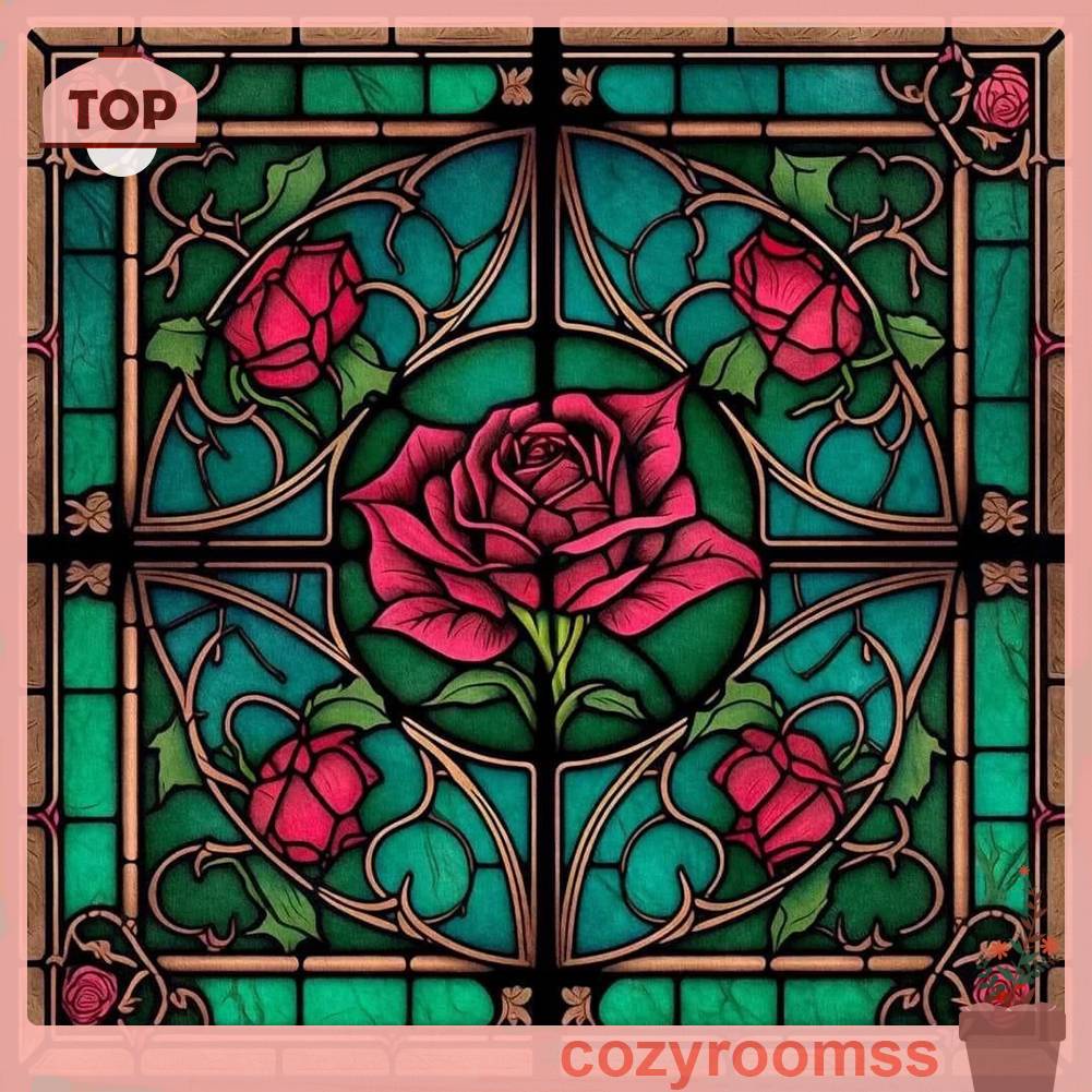 Tranh Đính Đá Kim Cương Toàn Bộ 5D DIY Hình Vẽ Hoa Hồng Trang Trí Nhà Cửa