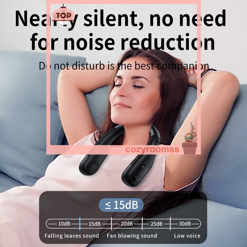 Quạt Làm Mát Đeo Cổ Không Cánh 5V 9W 5200mAh 3 Tốc Độ Gió